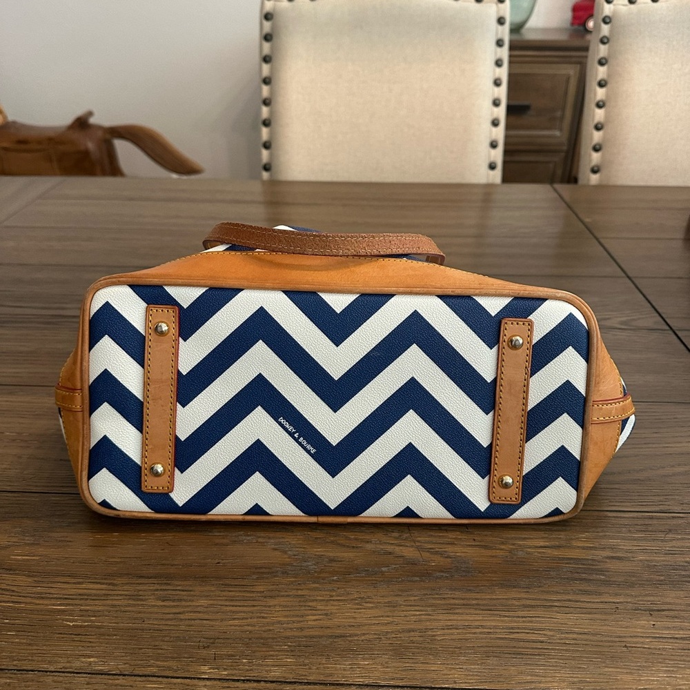 Dooney & Bourke Blue Chevron Tote with Tan Accents And Wallet - Picture 3 of 7